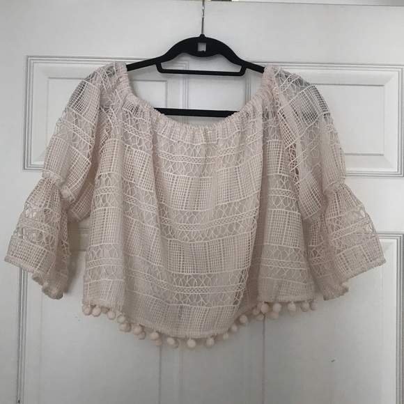 Tularosa Tops - Tularosa Cropped Off The Shoulder Lace Top